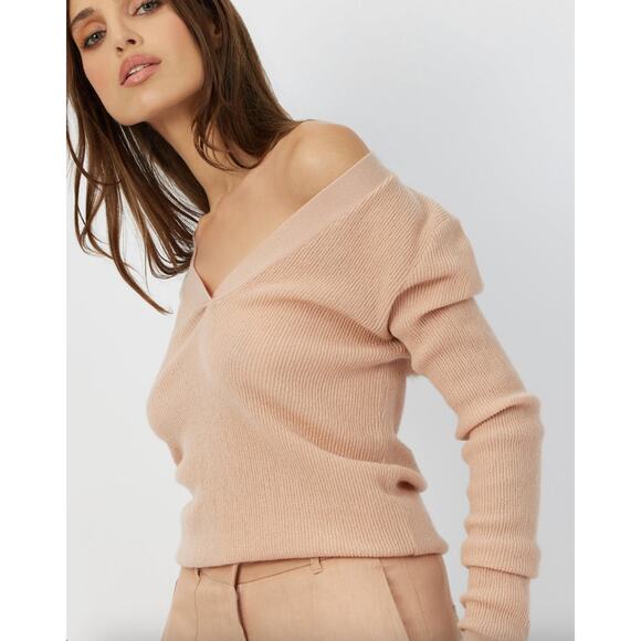 GREY/VEN The Haldane Long Sleeve V-Neck Sweater in Sesame XS - Picture 1 of 8